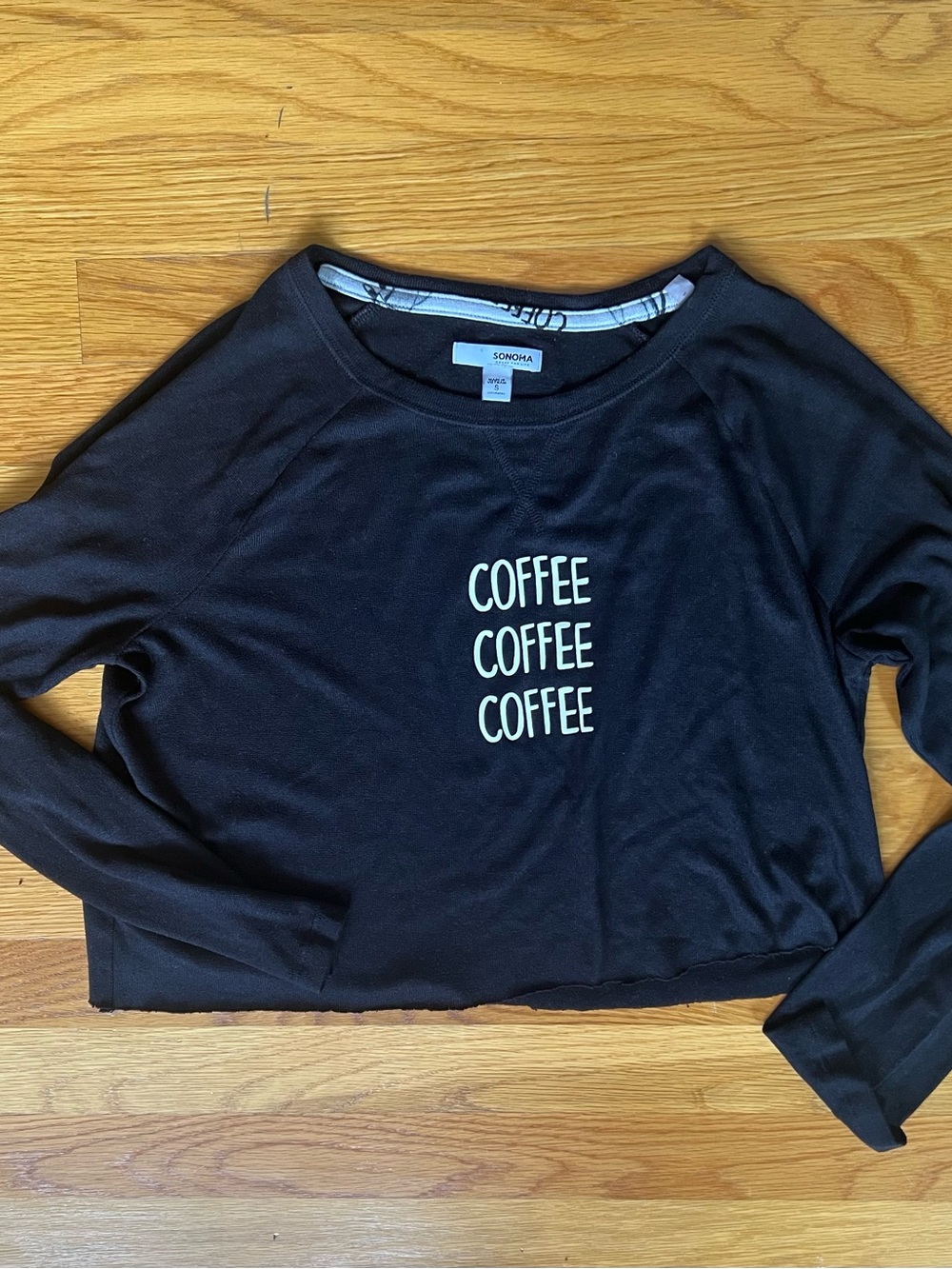 Sonoma Black Long-Sleeve Top with "Coffee Coffee Coffee" Print - Picture 2 of 5